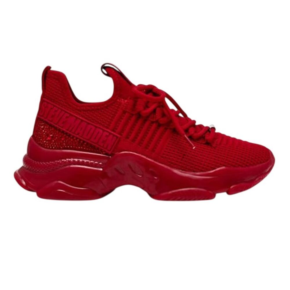 Steve Madden Womens/Ladies Maxilla-R-E Rhinestone Sneakers / Cherry